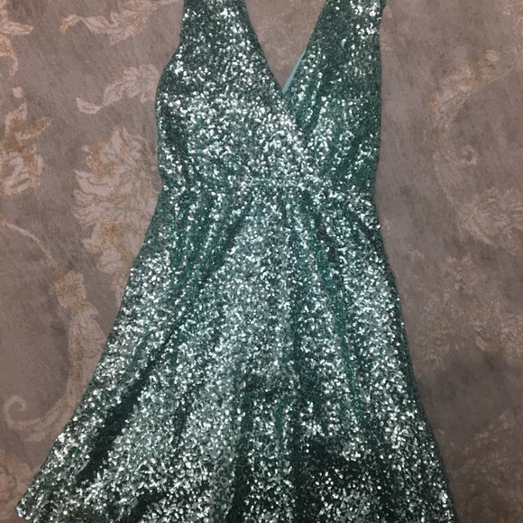 ASOS TFNC London Mint Green Sequin Wrap Dress - Picture 9 of 13
